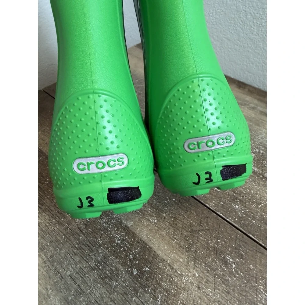 CROCS Kids' Handle It Rain Boots Size J-3 Green Waterproof EVA Reflective 12803